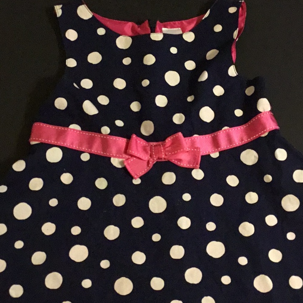 Gymboree navy and white polka dot dress size 7.